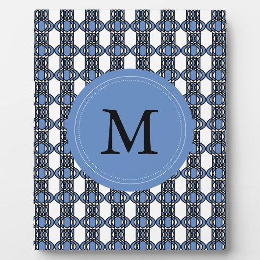 Plaque Photo Mod Retro Monogram Blue Abstrait Scarab Motif (Devant)