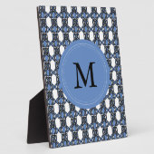 Plaque Photo Mod Retro Monogram Blue Abstrait Scarab Motif (Côté)
