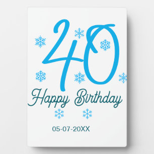 Plaque Photo modèle bleu 40e anniversaire nom date année