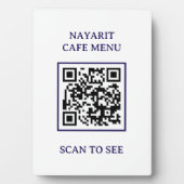 Plaque Photo Modèle de menu numérique avec code QR (Devant)