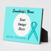 Plaque Photo Modèle de ruban bleu/Turquoise standard par K Yonc (Côté)