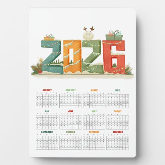 Plaque Photo Modern 2026 Tabletop Desk Calendar - New year (Devant)