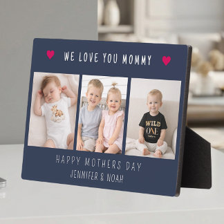 Plaque Photo  Modern 3 Photo Collage We Love You Mommy 