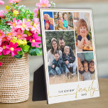 Plaque Photo Modern 5 Photo Collage Gold Nom de famille<br><div class="desc">Plaque de collage photo moderne 5 pour personnaliser avec 5 photos et nom de famille. Fait un grand cadeau de vacances pour la famille.</div>