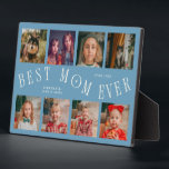 Plaque Photo Modern 8 Photo Collage Best Mom Ever Denim Blue<br><div class="desc">Modern and minimal mother's day photo keepsake plaque featuring 8 photos with a curvy typography text that says "best mom ever." The color is denim blue.</div>