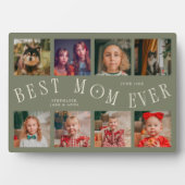 Plaque Photo Modern 8 Photo Collage Best Mom Ever Sage Green (Devant)