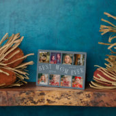 Plaque Photo Modern 8 Photo Collage Best Mom Ever Slate Blue (Côté)