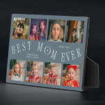 Plaque Photo Modern 8 Photo Collage Best Mom Ever Slate Blue<br><div class="desc">Modern and minimal mother's day photo keepsake plaque featuring 8 photos with a curvy typography text that says "best mom ever." The color is slate blue.</div>
