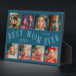 Plaque Photo Modern 8 Photo Collage Best Mom Ever Teal<br><div class="desc">Modern and minimal mother's day photo keepsake plaque featuring 8 photos with a curvy typography text that says "best mom ever." The color is teal.</div>