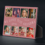 Plaque Photo Modern 8 Photo Grid Love You Grandma Pink<br><div class="desc">Modern and minimal keepsake photo plaque to gift it to a grandmother featuring 8 photos with a curvy typography text that says "we love you grandma." The color is pink.</div>