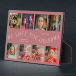 Plaque Photo Modern 8 Photo Grid Love You Grandma Pink<br><div class="desc">Modern and minimal keepsake photo plaque to gift it to a grandmother featuring 8 photos with a curvy typography text that says "we love you grandma." The color is pink.</div>