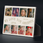 Plaque Photo Modern 8 Photo Grid Love You Grandpa Cream<br><div class="desc">Modern and minimal keepsake photo plaque to gift it to a grandfather featuring 8 photos with a curvy typography text that says "we love you grandpa." The color is cream.</div>