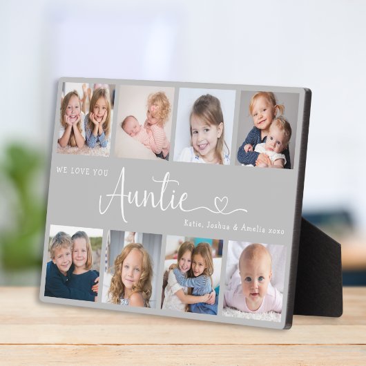 Plaque Photo Modern Auntie Photo Collage Heart Script