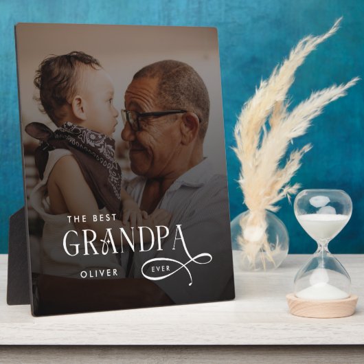 Plaque Photo Modern Best GrandPa Ever Photo Personalized (Côté)