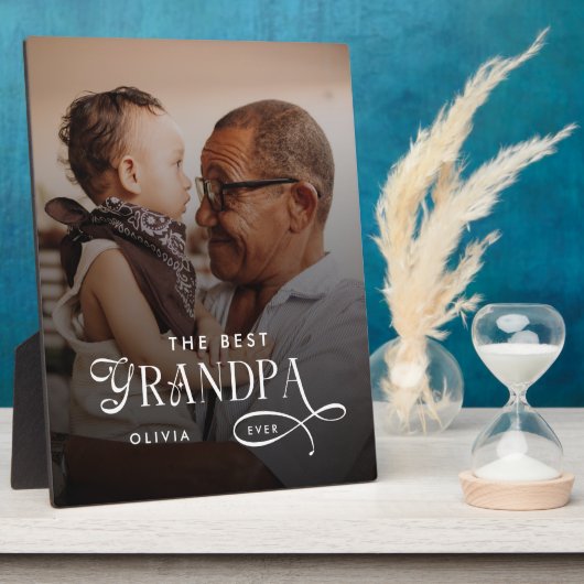 Plaque Photo Modern Best GrandPa Ever Photo Personalized (Côté)