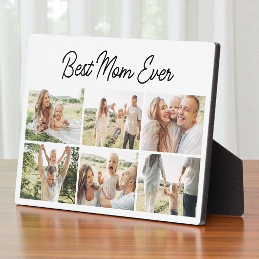 Plaque Photo Modern Best Mom Ever Custom 6 Photo Collage