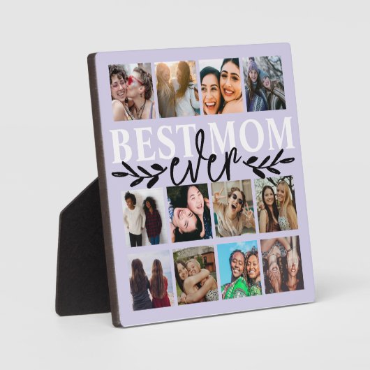 Plaque Photo Modern Best Mom Ever Purple Photo Collage (Recto)