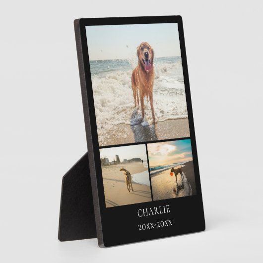 Plaque Photo Modern Black Keepsake Custom Pet Collage Photo (Côté)
