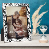 Plaque Photo Modern Black & White Floral Best Grandma Ever (Côté)