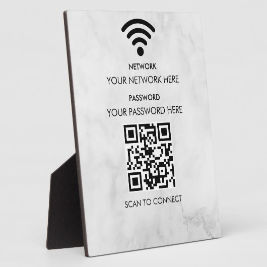 Plaque Photo Modern Business Wifi Network and Password Black  (Côté)