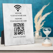Plaque Photo Modern Business Wifi Network and Password Black  (Côté)