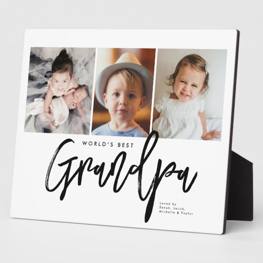 Plaque Photo Modern Handlettering World's Best Grandpa Photos (Côté)