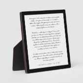 Plaque Photo Modern Minimal & Elegant Black/White Wedding Vows (Recto)