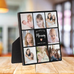 Plaque Photo Modern Mother 8 Photo Collage Élégant Script<br><div class="desc">Cette plaque moderne de collage 8 photos rose présente le message sincère "We love you mommy" dans une élégante typographie de script et un coeur simple. Un cadeau idéal pour votre mère le jour de la Mère, Noël ou anniversaire. Il peut être personnalisé avec 8 photos de famille et votre...</div>