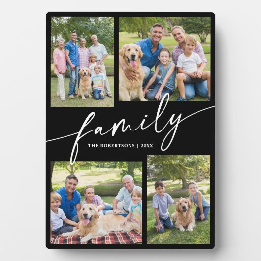 Plaque Photo Modern Photo Collage Family Script Keepsake (Devant)