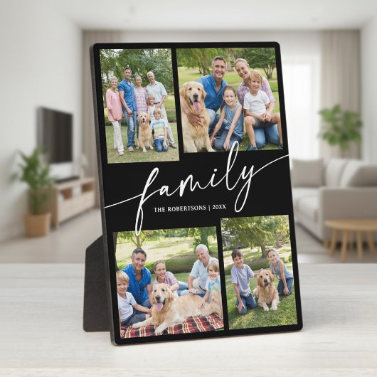 Plaque Photo Modern Photo Collage Family Script Keepsake