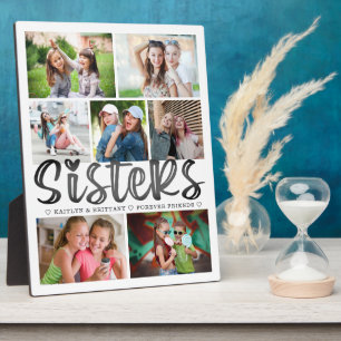 Plaque Photo Modern SISTERS 7 Photo Collage White Personalized