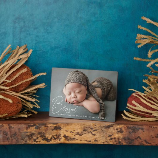 Plaque photo moderne à naître avec Easel (Côté)