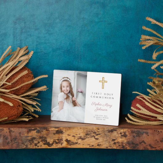 Plaque photo moderne de la première communion de f (Côté)