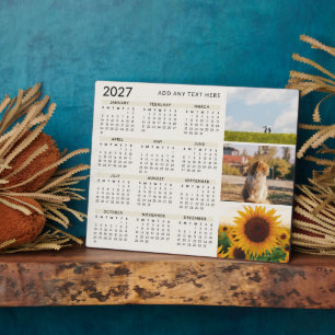 Plaque Photo Moderne Minimaliste 3 Photo Calendrier 2027 Beige