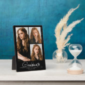 Plaque Photo Moderne Simple Graduate 3 Photo Collage Script (Côté)