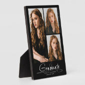 Plaque Photo Moderne Simple Graduate 3 Photo Collage Script (Côté)