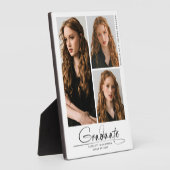 Plaque Photo Moderne Simple Graduate 3 Photo Collage Script (Côté)