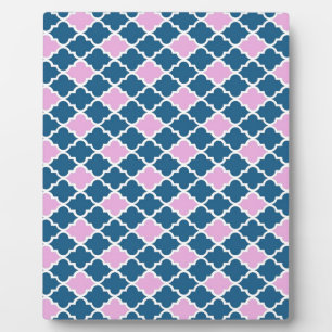 Plaque Photo moderne, tendance rose et bleu marine quatrefeuill