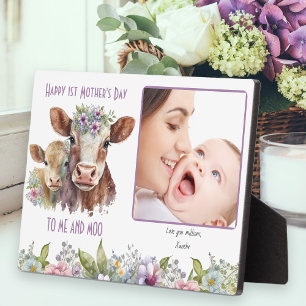 Plaque Photo Moi et Moo Maman et bébé vache Fête des Mères Phot