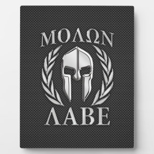 Plaque Photo Molon Labe Chrome Spartan Casque sur fibre de carb