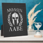 Plaque Photo Molon Labe Chrome Spartan Casque sur fibre de carb (Côté)