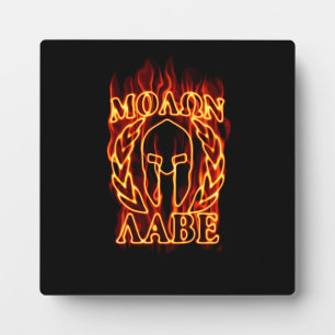 Plaque Photo Molon Labe Laurels guerrier spartiate en feu