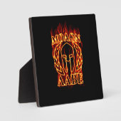 Plaque Photo Molon Labe Laurels guerrier spartiate en feu (Recto)
