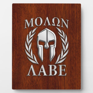Plaque Photo Molon Labe Spartan Warrior Laurels Mahogany Imprim