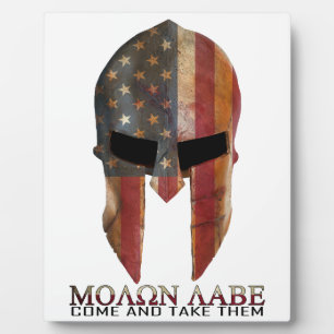 Plaque Photo Molon Labe - Venez les prendre USA Spartan