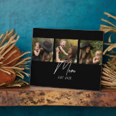 Plaque Photo Mom Established Elegant Script Black 3 Photo (Côté)
