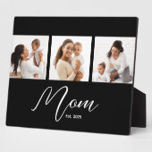 Plaque Photo Mom Established Elegant Script Black 3 Photo (Côté)