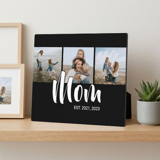 Plaque Photo Mom Established Elegant Script Black 3 Photo
