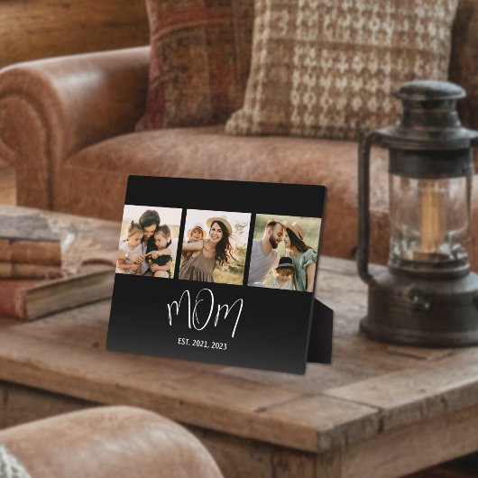 Plaque Photo Mom Established Elegant Script Black 3 Photo
