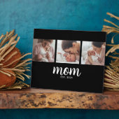 Plaque Photo Mom Established Elegant Script Black 3 Photo (Côté)